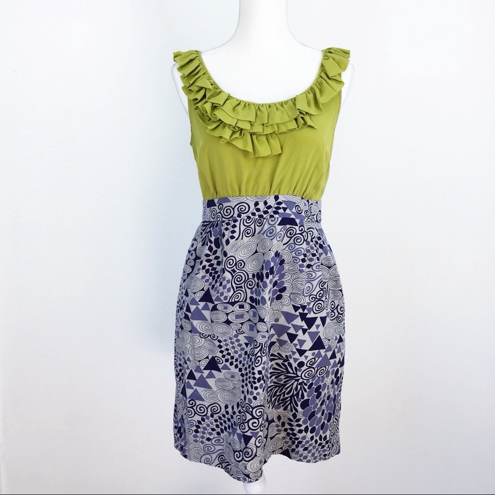 Anthropologie Maeve 100% Silk Ruffle Dress Size 6